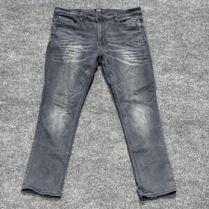 Steve's Jeans Jeans Mens 37x30 Gray Stretch Faded Whiskered 5-Pocket Zip Fly